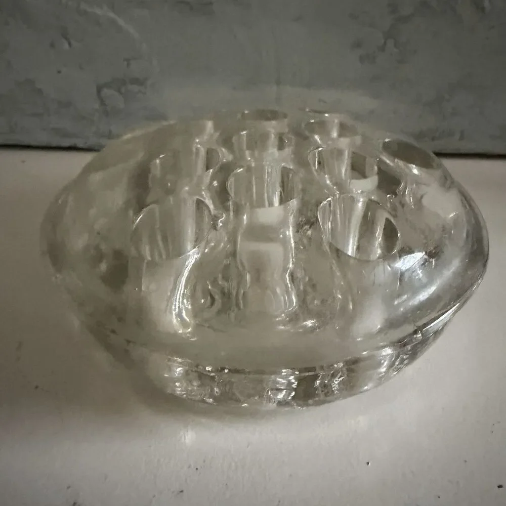 Clear Glass Flower Frog 13 Hole Vintage Bouquet Display Floral Arrangements 5”